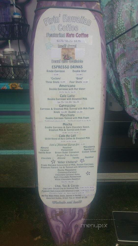 Flyin' Hawaiian Coffee - Naalehu, HI menu_pic