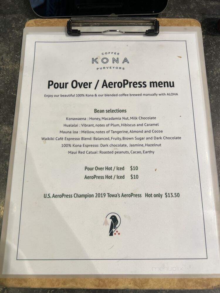 Kona Coffee Purveyors - Honolulu, HI menu_pic