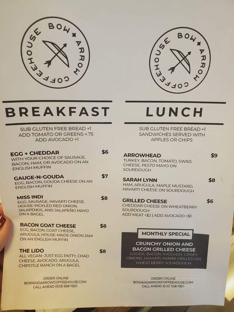 The Arrow Coffeehouse - Damascus, OR menu_pic