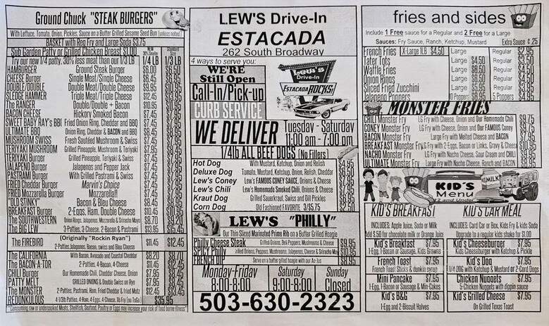 Little Lews - Estacada, OR menu_pic