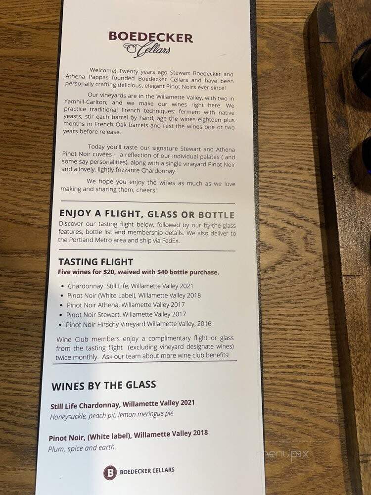 Boedecker Cellars - Portland, OR menu_pic