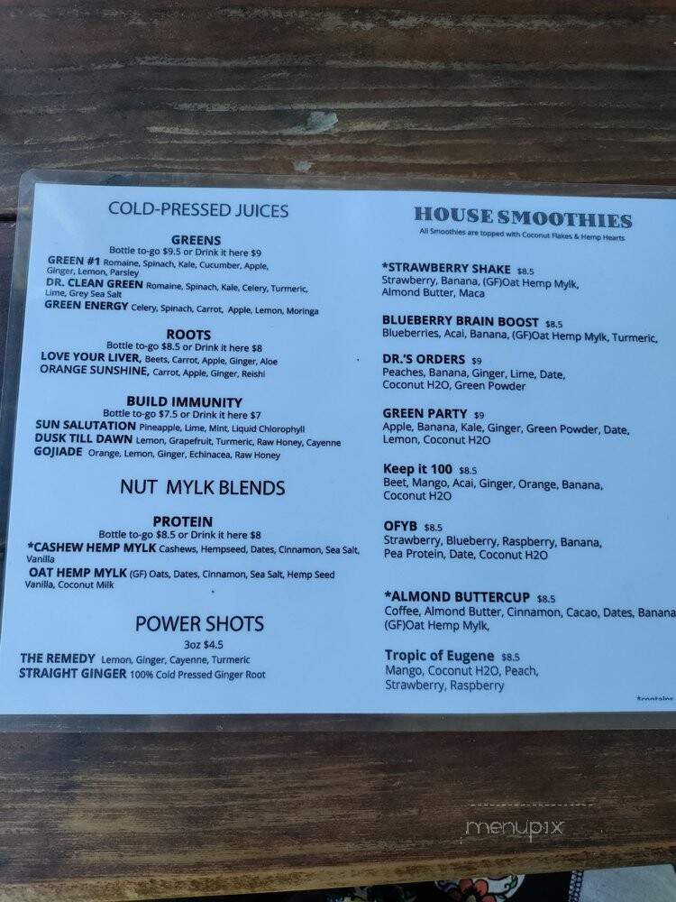 Restore Juice - Eugene, OR menu_pic