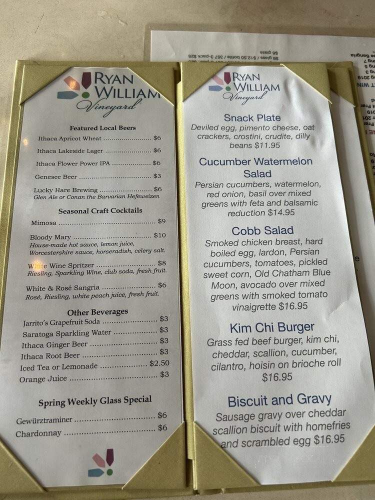 Ryan William Vineyard - Hector, NY menu_pic