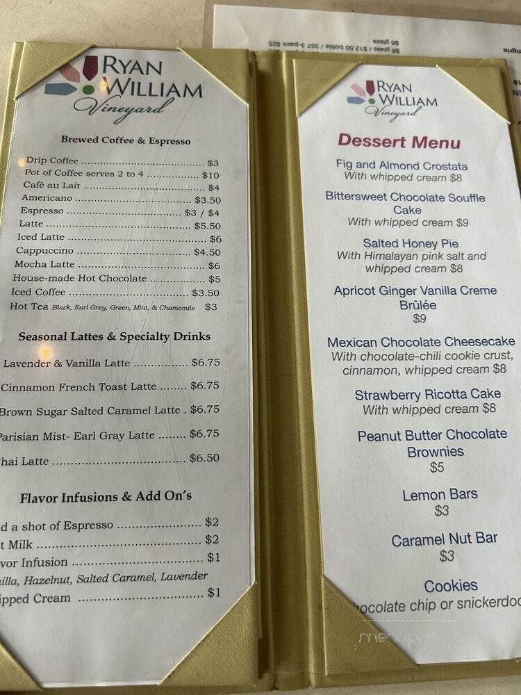Ryan William Vineyard - Hector, NY menu_pic