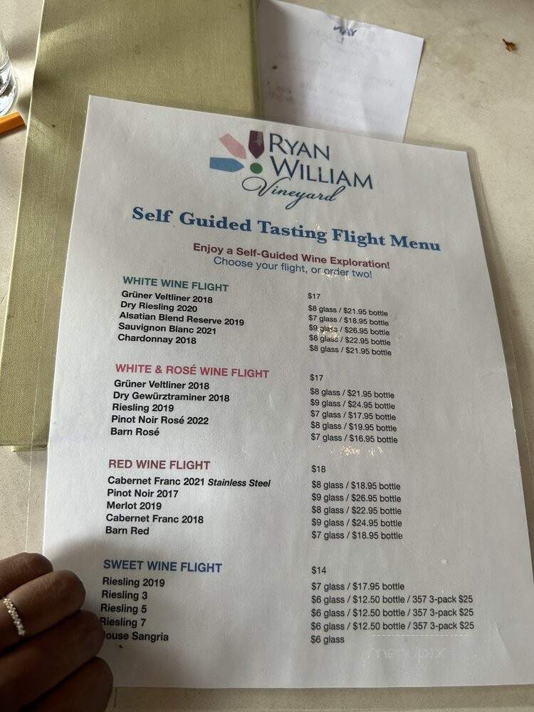 Ryan William Vineyard - Hector, NY menu_pic