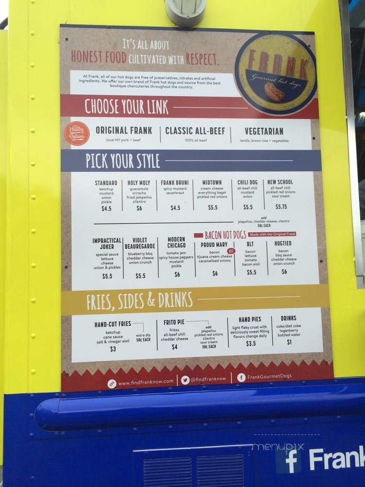 Frank Gourmet Hot Dogs - Buffalo, NY menu_pic