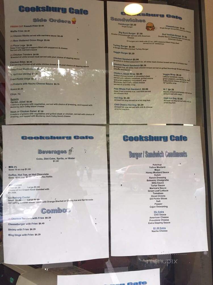 Cooksburg Cafe - Leeper, PA menu_pic