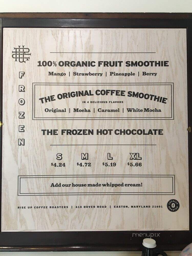 Rise Up Coffee - Salisbury, MD menu_pic