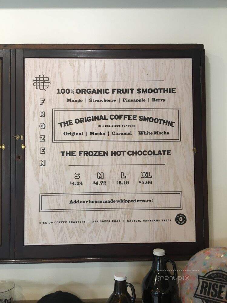 Rise Up Coffee - Salisbury, MD menu_pic