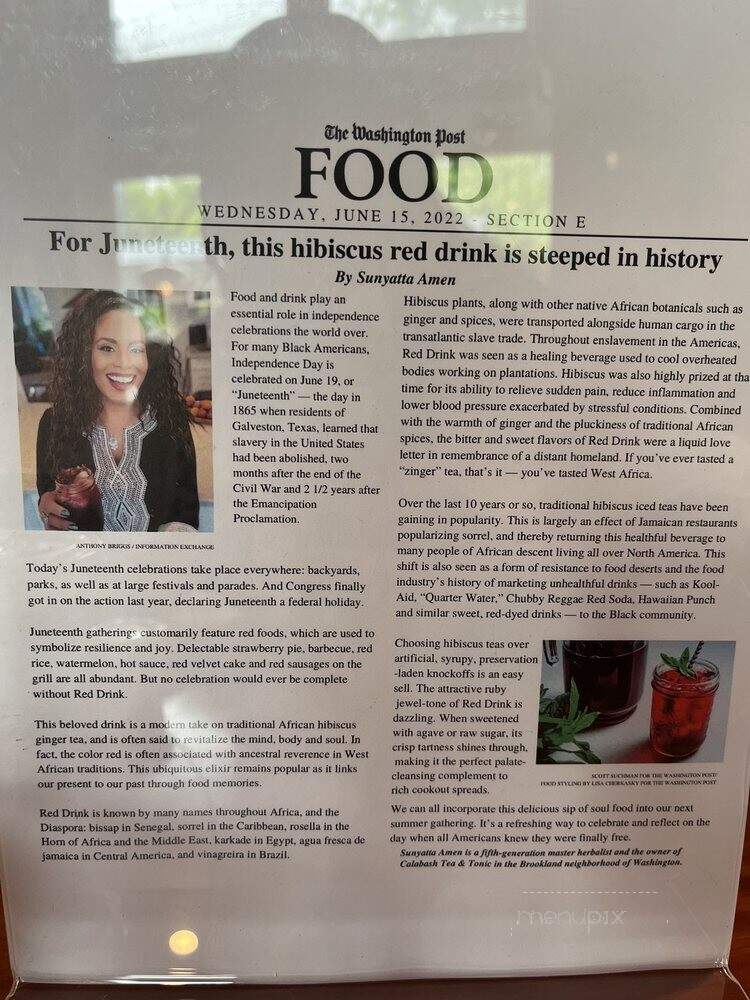 Calabash Tea & Tonic - Washington, DC menu_pic