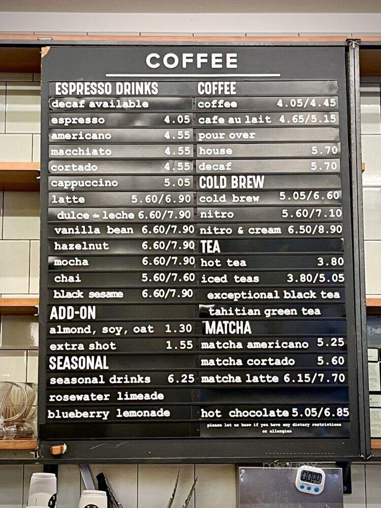 Dolcezza Gelato Factory and Coffee Bar - Washington, DC menu_pic