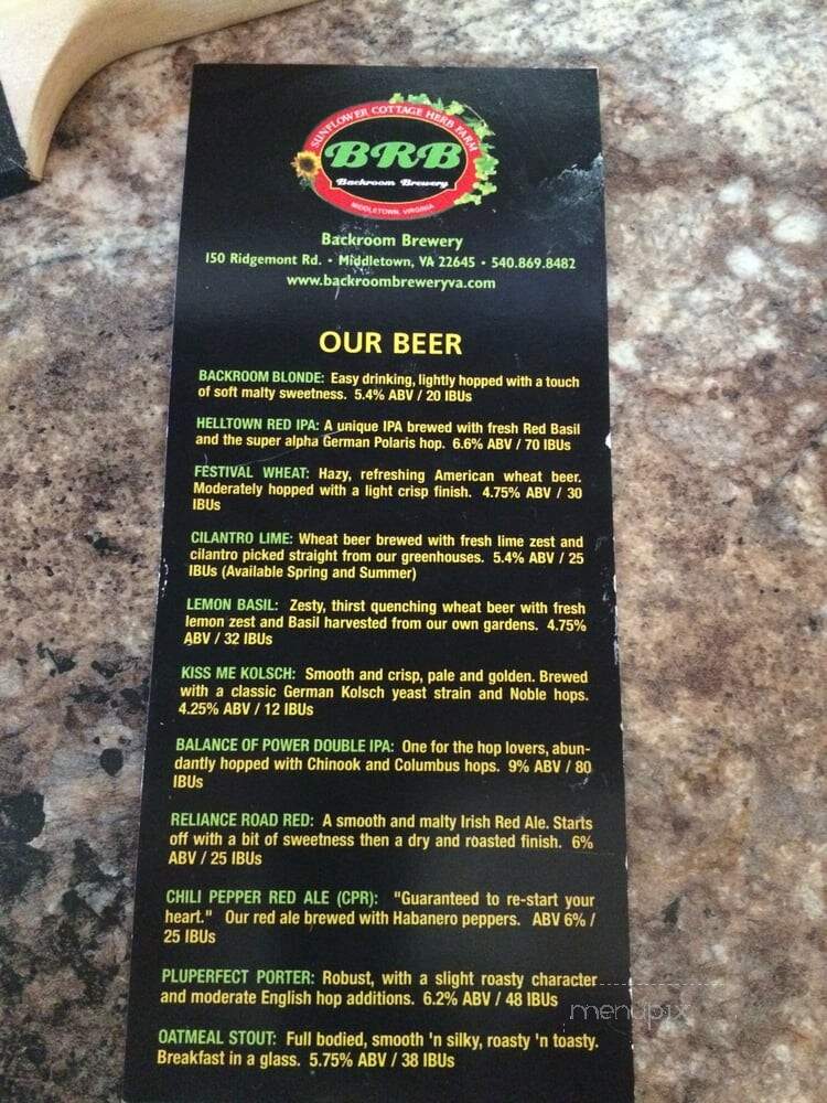 Backroom Brewery - Middletown, VA