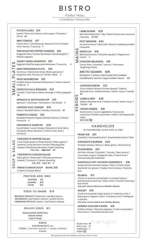 CrossKeys Vineyards - Mount Crawford, VA menu_pic