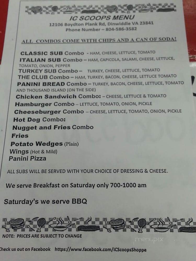 IC Scoops - Dinwiddie, VA menu_pic