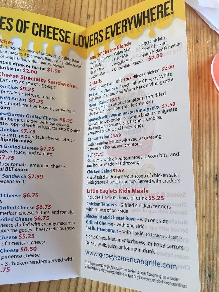 Gooey's American Grille - Wake Forest, NC menu_pic