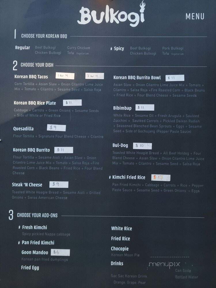 Bulkogi Truck - Durham, NC menu_pic