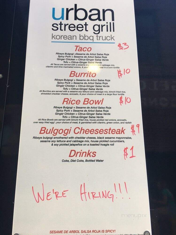 Urban Street Grill - Greensboro, NC menu_pic