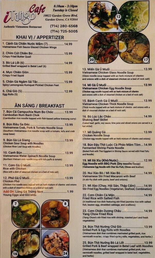 2 Tango Restaurant & Lounge - Garden Grove, CA menu_pic