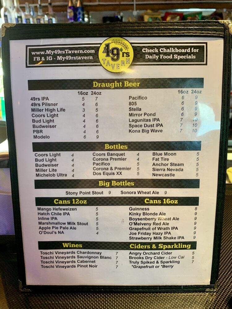 49rs Tavern & Grill - Long Beach, CA menu_pic