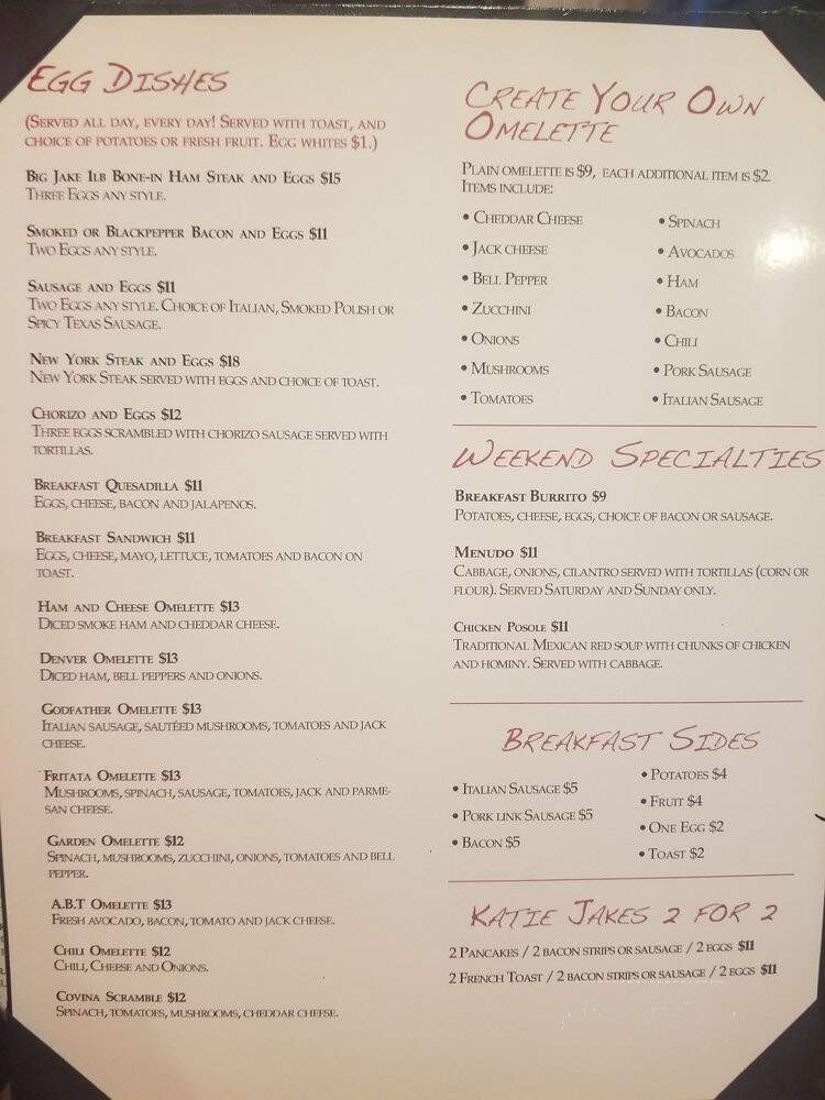 Katie Jakes Bar & Grill - Covina, CA menu_pic