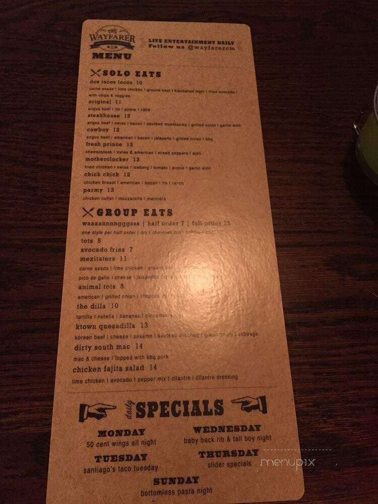 The Wayfarer - Costa Mesa, CA menu_pic