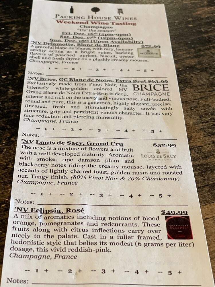 Packing House Wines - Claremont, CA menu_pic