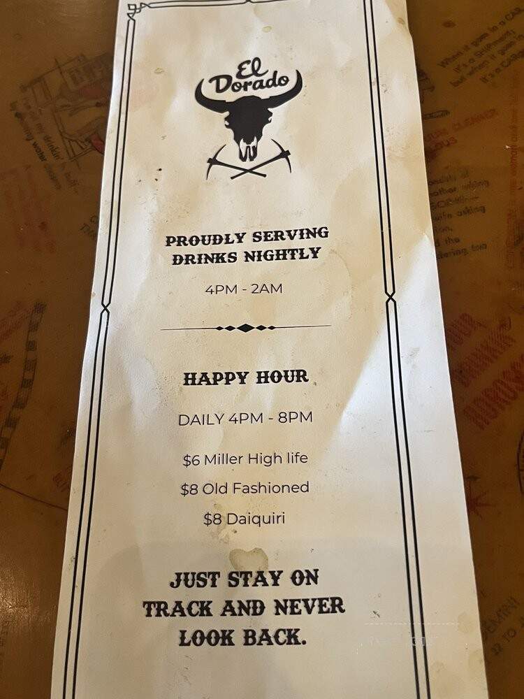 El Dorado Cocktail Lounge - San Diego, CA menu_pic