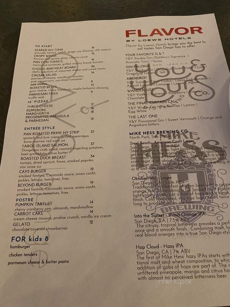 Cays Lounge - Coronado, CA menu_pic