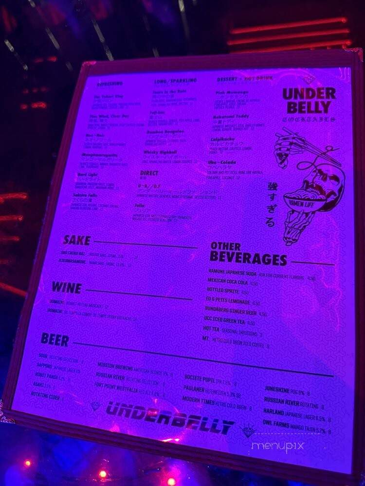 Underbelly - San Diego, CA menu_pic