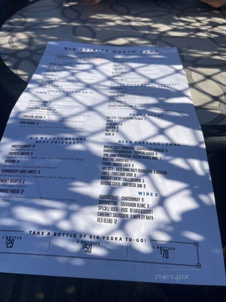 Six One Nine Vodka - San Diego, CA menu_pic