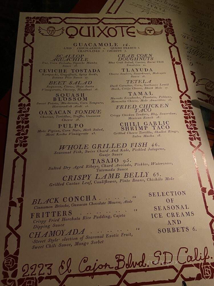The L Bar - San Diego, CA menu_pic