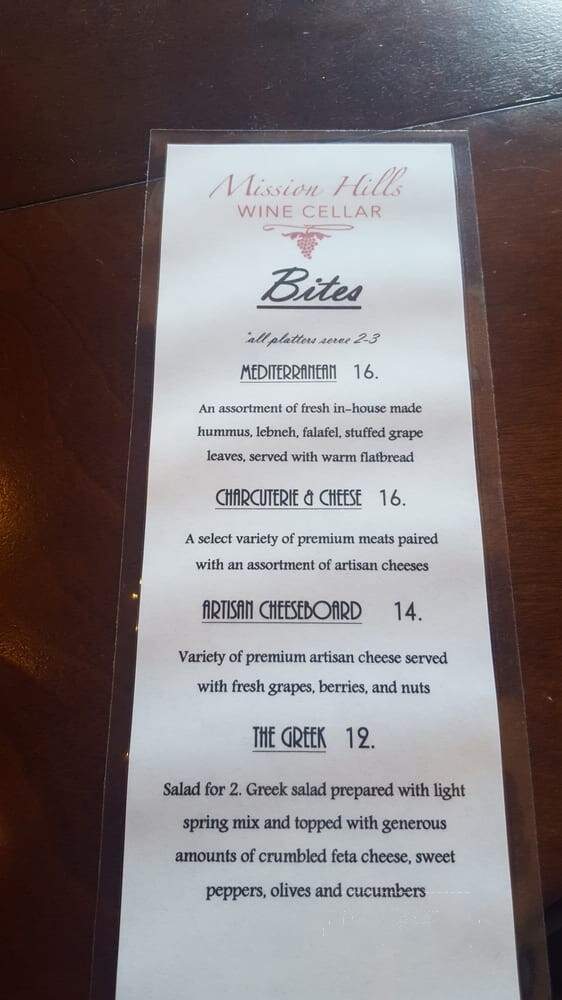 Mission Hills Wine Cellar - San Diego, CA menu_pic