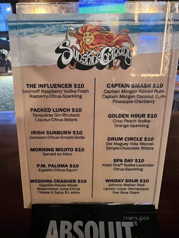 The Sunshine Saloon - San Diego, CA menu_pic