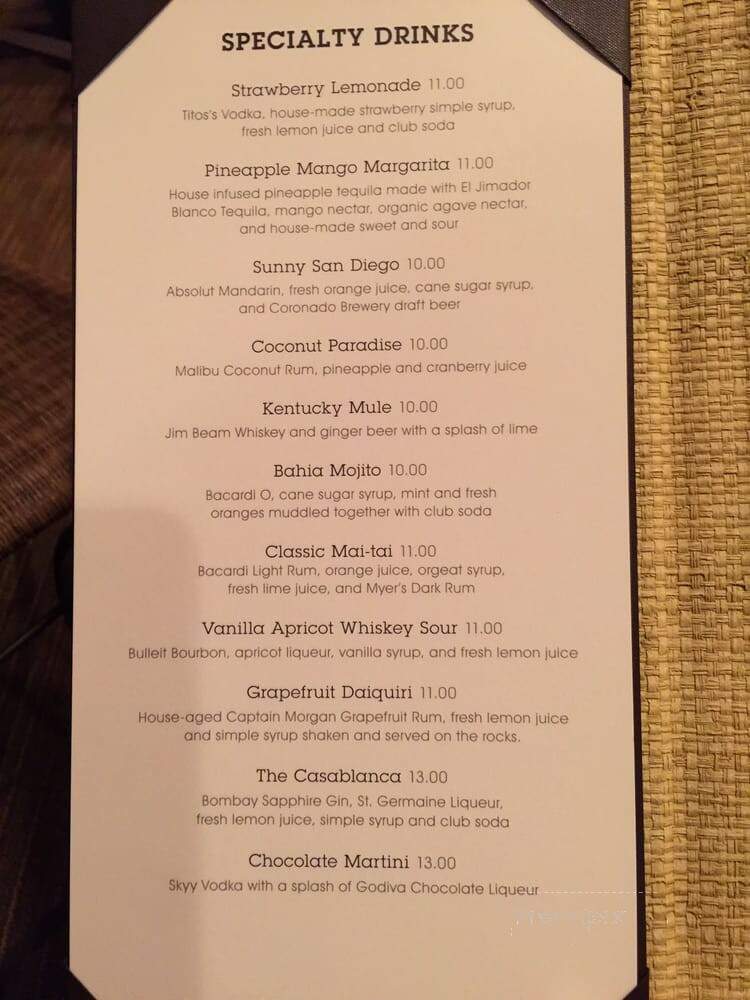 Tangier Bar - San Diego, CA menu_pic