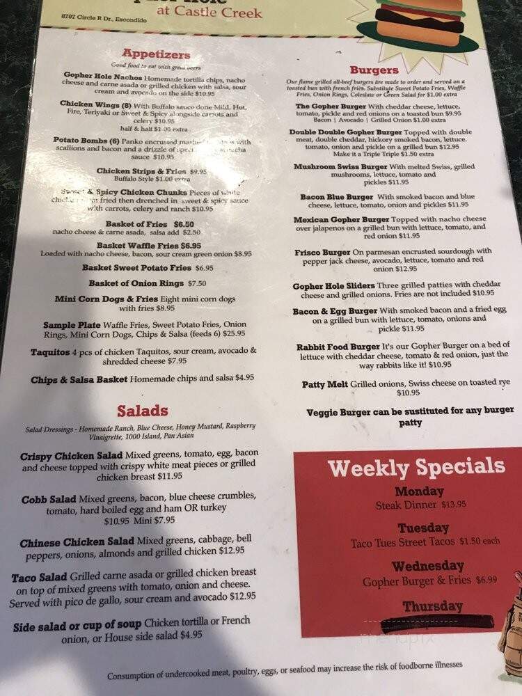 The Gopher Hole - Escondido, CA menu_pic