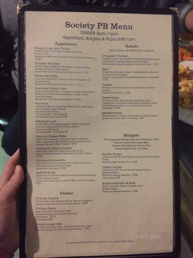 Society Billiards & Cafe - Pacific Beach, CA menu_pic