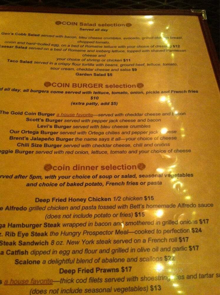 Bett's Gold Coin Sports Tavern - Mariposa, CA menu_pic