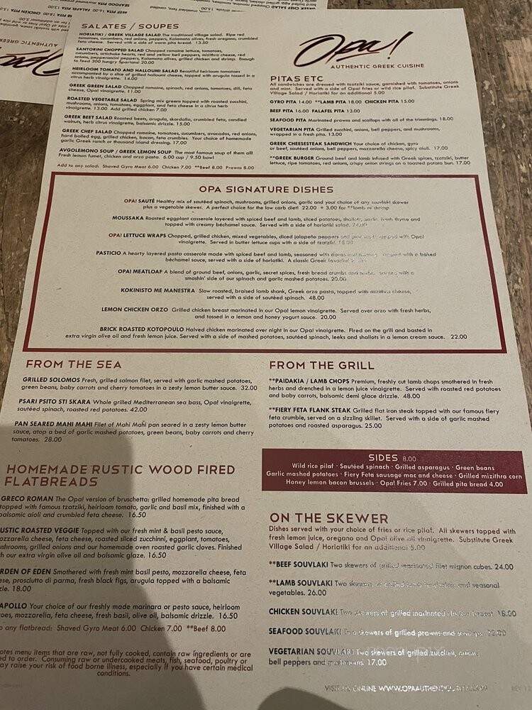Opa! Authentic Greek Cuisine - Campbell, CA menu_pic