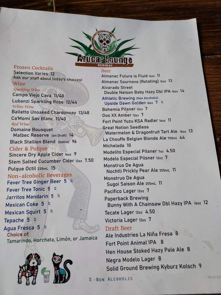 Paulina's Kitchen + Bar - San Francisco, CA menu_pic