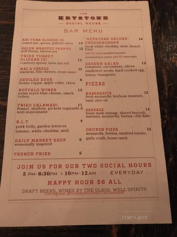The Keystone - San Francisco, CA menu_pic