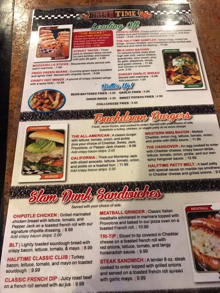 Halftime Bar & Grill - Rocklin, CA menu_pic
