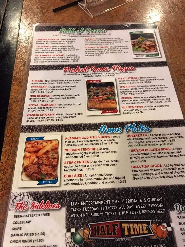 Halftime Bar & Grill - Rocklin, CA menu_pic