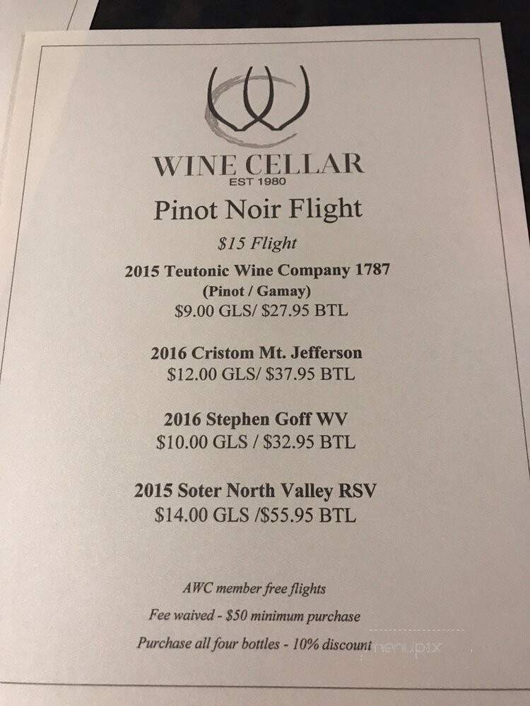 Ashland Wine Cellar - Ashland, OR menu_pic