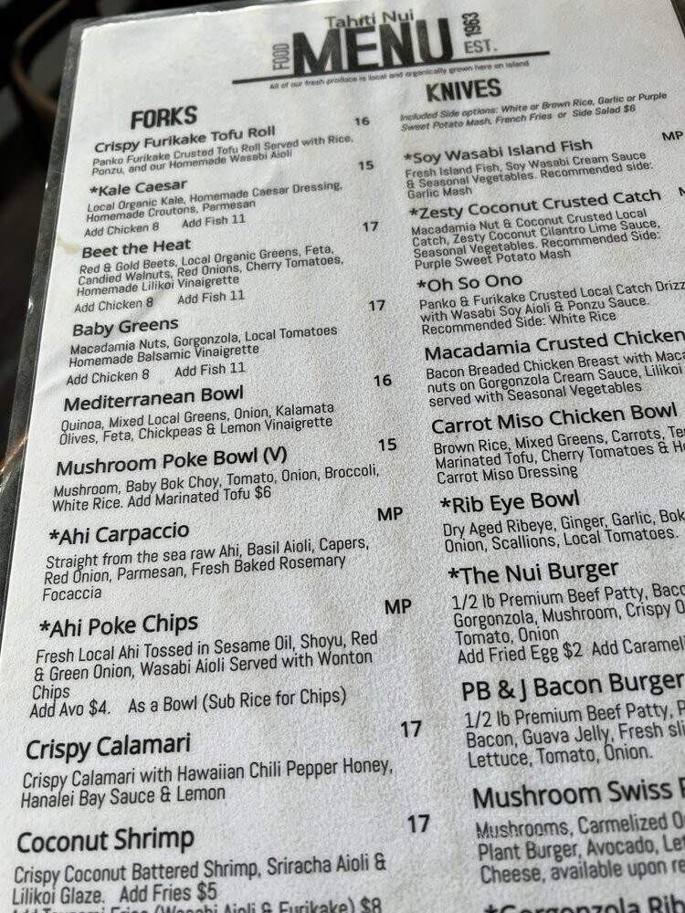 Tahiti Nui - Hanalei, HI menu_pic