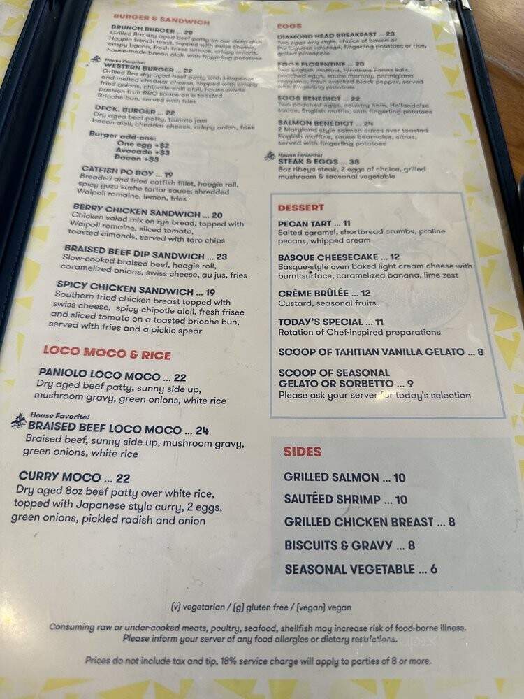 The Deck - Honolulu, HI menu_pic