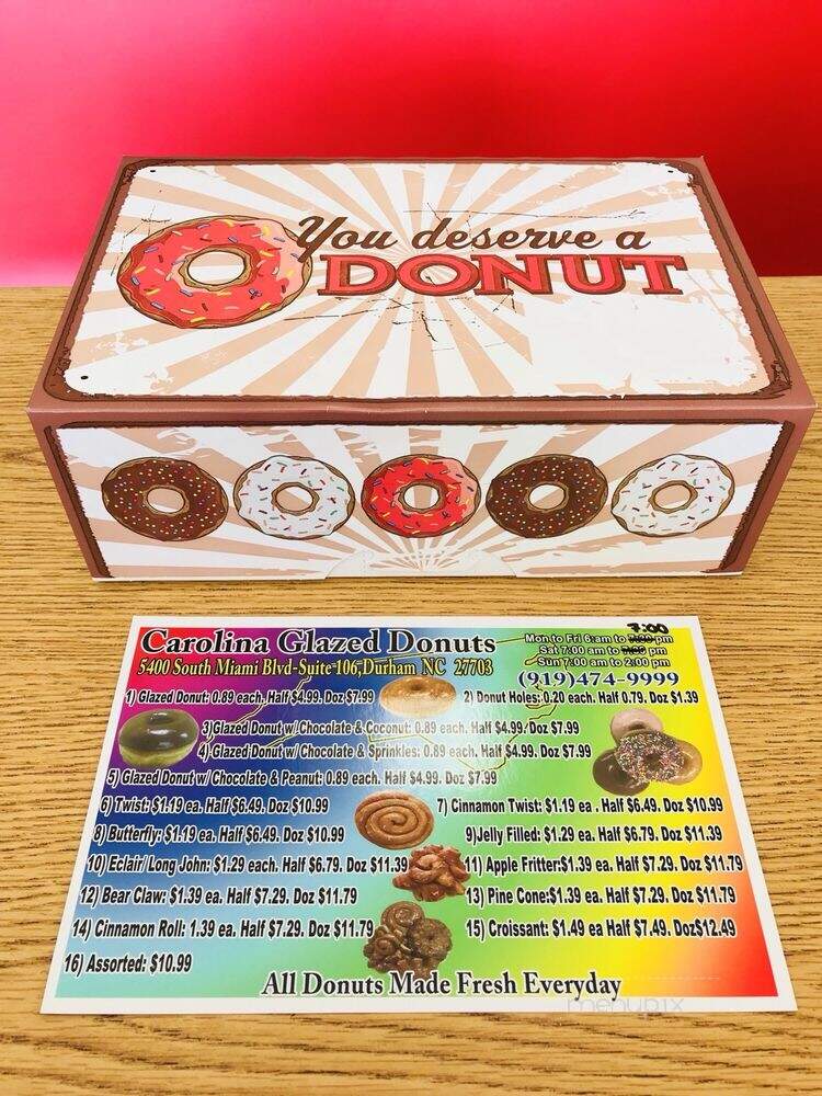 Carolina Glazed Donuts - Durham, NC menu_pic