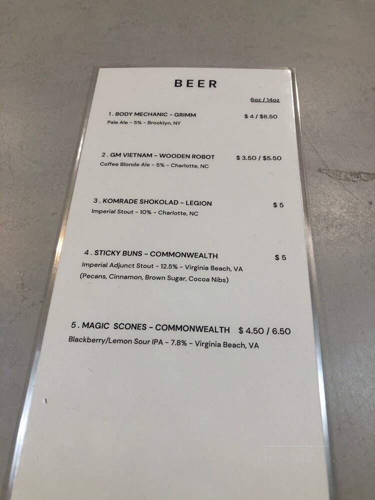 Hex Coffee - Charlotte, NC menu_pic
