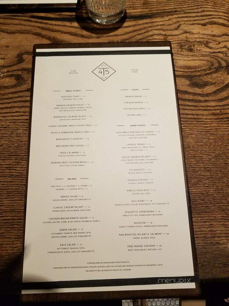 T45 - New York, NY menu_pic