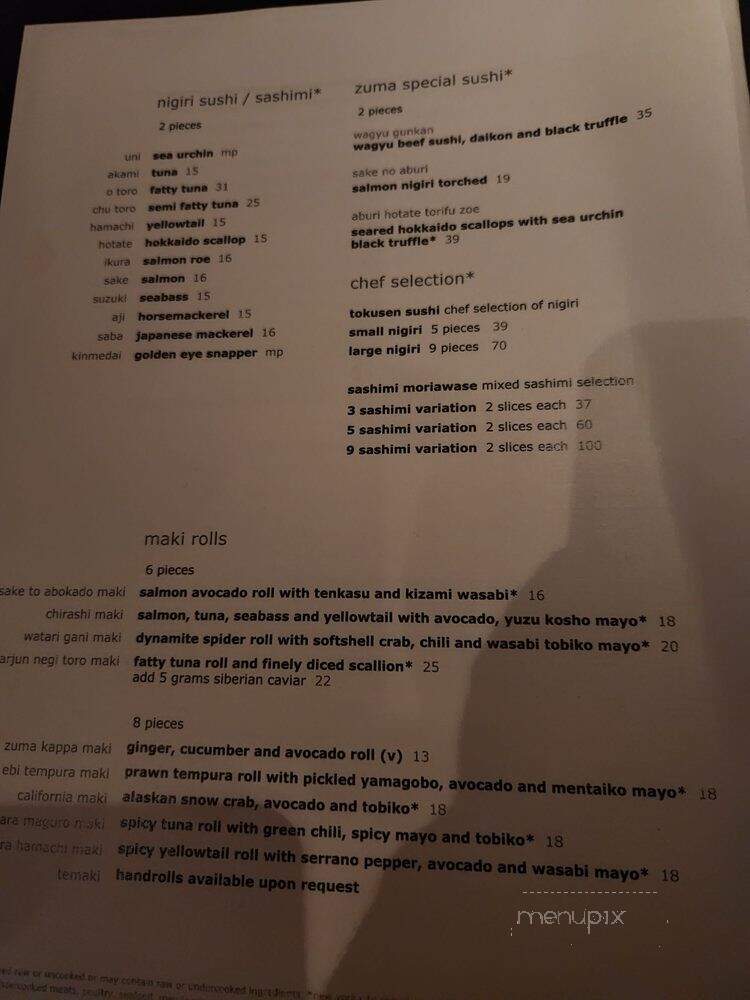 Zuma New York - New York, NY menu_pic