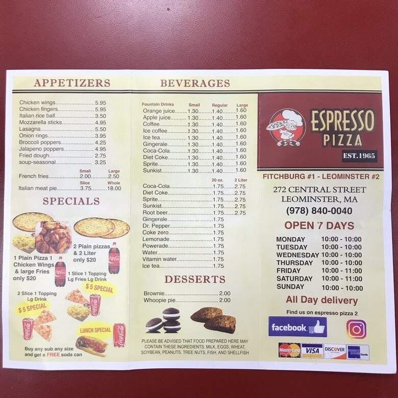 Espresso Pizza & Eatery II - Leominster, MA